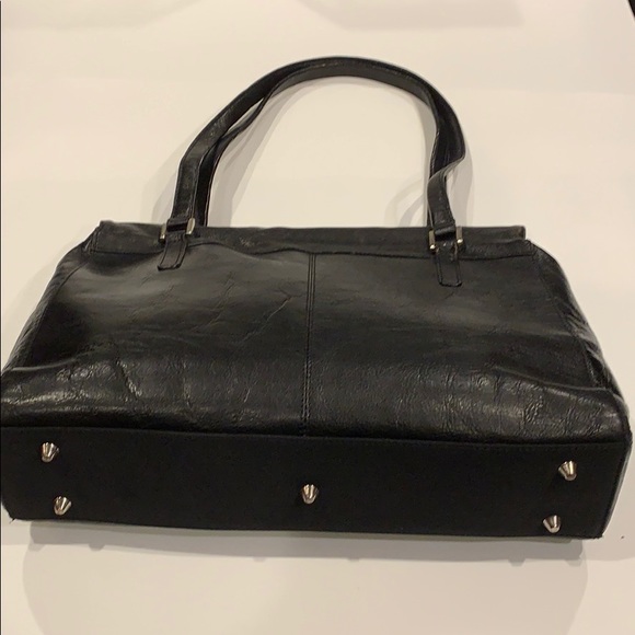 Wilsons Leather Black Magnetic Folding Top Handbag - Picture 2 of 8